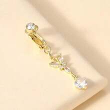 Non-Piercing Butterfly Fake Belly Piercing Butterfly Clip On Umbilical Navel Fake Piercing Fake Clip - Yellow Gold - View 3