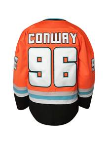 96 冰球球衣缝制橙色冰球球衣缝制涤纶长袖衬衫，适合球队训练和日常休闲穿着