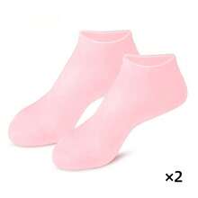 3只/2只/1只装硅胶保湿舒缓袜，高弹力压缩袜，可重复使用芦荟袜，女士防滑凝胶后跟袜，可搭配您喜爱的乳液和面霜使用 - 彩色 - 查看 21