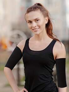 1/2 对压缩手臂和手腕套 - 肘部支撑，适合瑜伽、健身和日常穿着 - 透气尼龙材质，混合颜色，手臂收紧袖子|透气面料