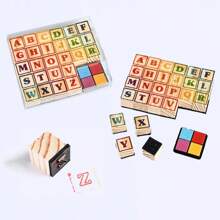 26 pezzi set timbri in legno vintage con lettere alfabeto e disegni di animali a fumetti, perfetti per studenti, per decorare diari e scrapbooking, richiedono un tampone per un'impronta nitida, forniture scolastiche, per il ritorno a scuola