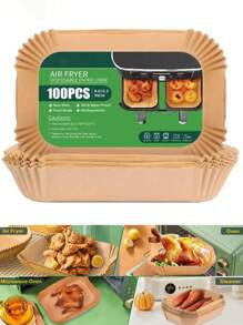 200 unidades de papel encerado extra largo para freidora de aire de 8,5/5,5 pulgadas, forros para papas fritas, pizza, alitas de pollo, alfombras para la cesta de la freidora de aire, láminas de hornear para microondas, decoración de platos, manteles para bandejas de comida, accesorios de cocina, servicio para fiestas, bodas, regalos, disponible en 200/100/50 unidades
