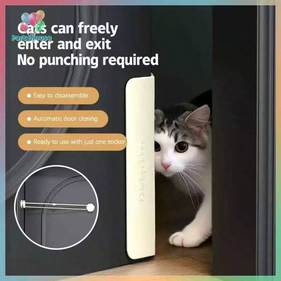 1 Conjunto Abridor De Porta De Gato De Estimação Alça Automática Quarto Privado Banheiro Acessórios Internos - Bege - Visão 1