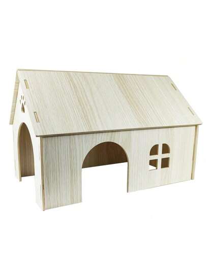 Hamster Hideout Cage Accessories - Hamster House And Habitat Wooden Hide Hut For Dwarf Gerbils And Mice, Small Animals And More (Large Peaked House)