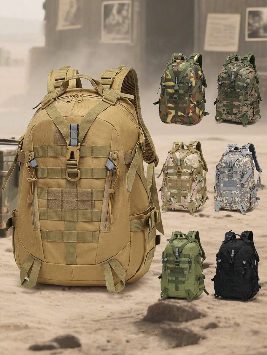 Outdoor Tactical Backpack, Hiking Equipment, Sports Bag, Multifunctional Combination Backpack, Military Fan Camouflage, Large Capacity Hiking Bag, Cross Training Camping Travel Bag - 彩色 - 查看 1