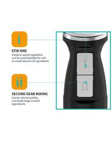 LAC 1pc European Plug Electric 4-In-1 Handheld Immersion Blender Set, Dual Speed Mixer With Food Chopper, Milk Frother, Whisk, Smoothie Maker For Home