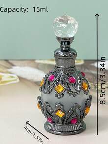 1pc 15ml Vintage Essential Oil Perfume Bottle, High-End Aromatherapy Bottle, Crystal Bottle, Refillable Aromatherapy Bottle, Fragrance Dispenser Glass Dropper Bottle For Women, Holiday Travel Essential Oil Dispenser Bottle (With Glass Dropper), Retro Dubai Style Bottle, Mother's Day Gift, Women's Gift, Valentine's Day Gift, Travel Supplies, Suitable For Living Room, Bedroom, Beauty Salon (Bottle Only, No Perfume Included), Birthday, Graduation Gift - Multicolor - View 3