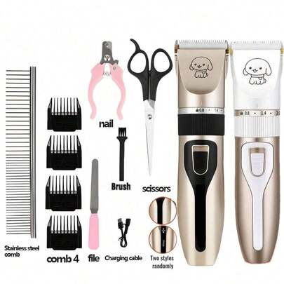 Professional Dog Grooming Kit, Quiet Dog Clipper Set, USB Rechargeable Wireless Pet Grooming Tool For Cats And Dogs