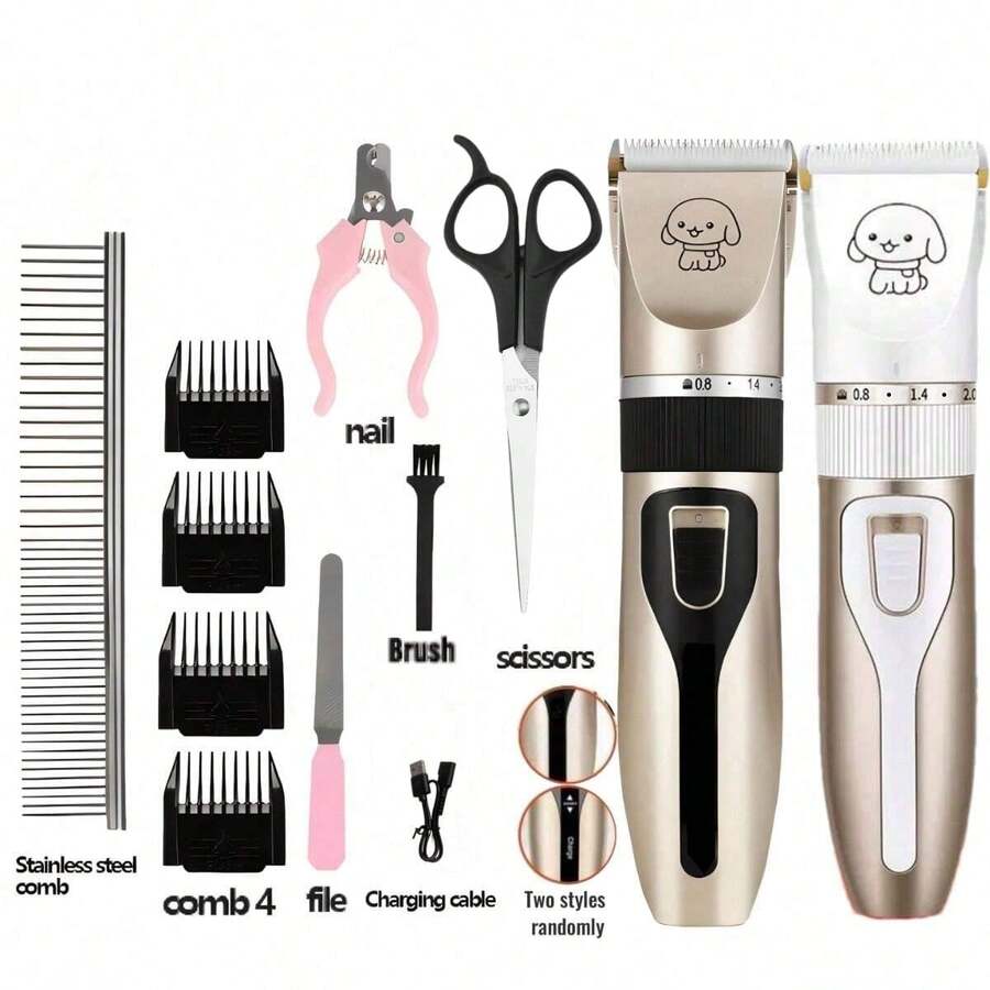 Professional Dog Grooming Kit, Quiet Dog Clipper Set, USB Rechargeable Wireless Pet Grooming Tool For Cats And Dogs