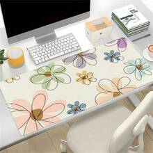 大型夏季花卉游戏鼠标垫 - 防滑橡胶底座桌面垫 - 35.4x15.7 英寸，时尚办公桌配件，适用于笔记本电脑、家用办公桌、游戏礼品、学习用品、返校季游戏鼠标垫、办公桌配件、办公用品、桌面垫