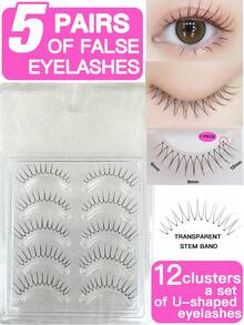 5 Cặp lông mi giả kiểu tự nhiên, lông mi giả kiểu cổ tích, làm thủ công, hình chữ U, mềm mại, dễ thương, kiểu hoạt hình dành cho nhóm bạn gái, 8-12mm, thân lông mi trong suốt, tự nhiên và dày, lông mi giả kiểu cổ tích, lông mi giả kiểu mắt mèo, cosplay, kiểu hoạt hình - Có thể tái sử dụng, bao bì đa năng, phù hợp cho người mới bắt đầu. - Mi tự nhiên - Xem 12