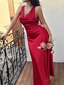 Nouvelle arrivée d'été DEEKA Robe de soirée longue en satin sexy à la mode pour femmes, convient pour les banquets