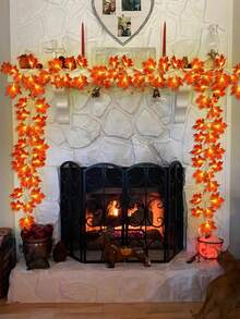 1 件 9.8 英尺 20 LED 感恩节枫叶灯串，电池供电秋叶花环，非常适合感恩节室内外秋收装饰、家庭室内外花园派对装饰 - 彩色 - 查看 3