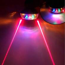 Luce posteriore per bicicletta con fascio laser parallelo di 5 LED, luce di avvertimento sicura, luce rossa e blu