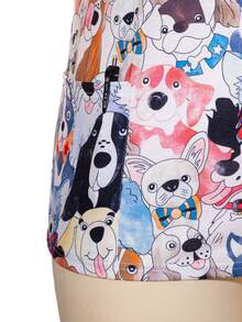 Plus Size Women's Spring & Summer Fall Cartoon Dogs V-Neck Scrub Short Sleeve Nurse Uniform Tops With Pockets For Women - Multicolor - View 4