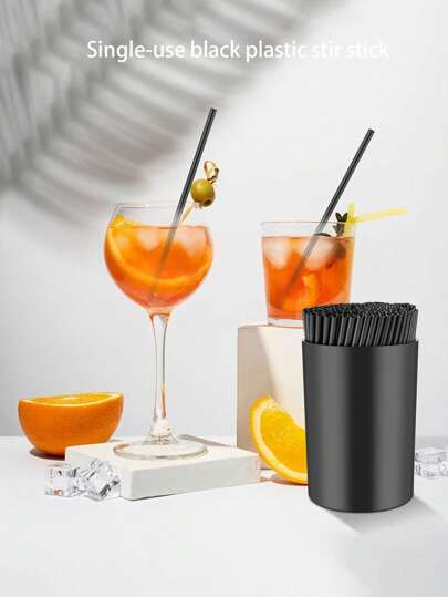 100 Pieces Of Black Straws, Thick For Chewing And Grinding, Suitable For Coffee, Cocktails And Stirring Purposes