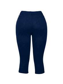 Quần legging cạp cao, co giãn, dáng ôm 7/8, có túi khóa kéo, màu đen, thích hợp cho nữ mặc hàng ngày, ngày Valentine, lễ hội âm nhạc, kỳ nghỉ hè. - Màu xanh lam - Xem 4