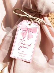 50 Stücke rosa Schleife Dankeschön Geschenk Anhänger, Geschenk Anhänger mit Juteband zum Feiern mit uns, Hochzeit, Geburtstag, Babyparty Geschenk Deko Anhänger, zum Feiern von Geburtstag, Jahrestag, Babytaufe, Hochzeit, Bridal-Shower, Abschluss, Erntedankfest, Weihnachten, usw.