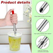 FUCHENGJSLasnten 2 Pack Straw Puncher Plastic Lids Lemonade Cups, Stainless Steel Straw Hole Puncher Punching Tools Cafe Drinks Container Squeezed Lemonade Stand Supplies(8.Inch,Black) - 紅色 - 查看 2