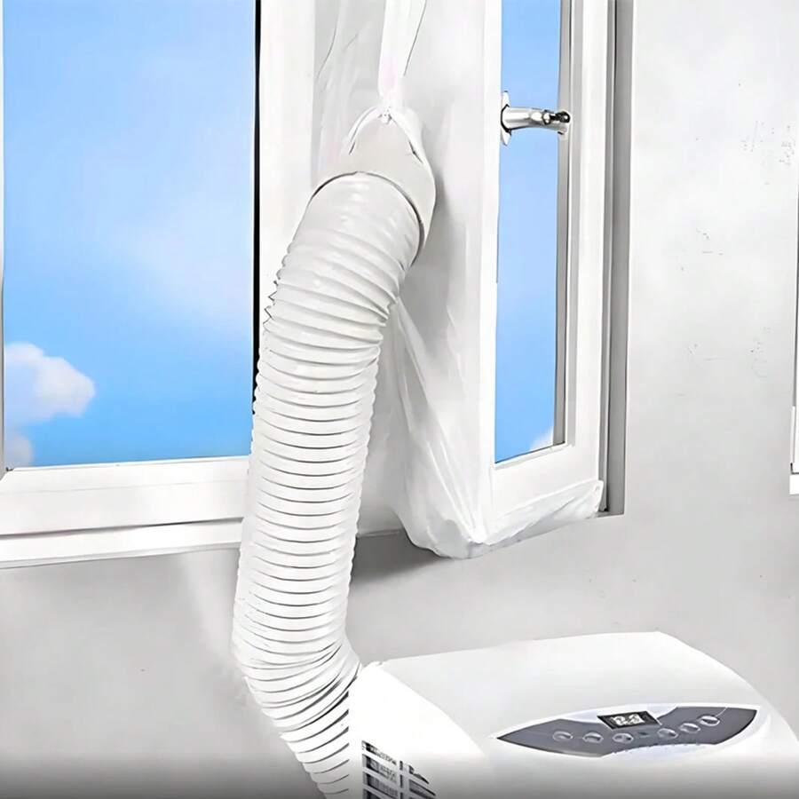 Sello de Ventana AirLock para Aire Acondicionado Portátil, Placa de Sellado de Tela Flexible con Cremallera y Adhesivo Rápido - Blanco - Ver 1