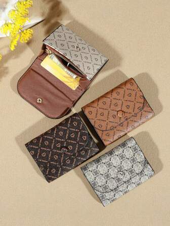 男士钱包零钱包多功能零钱包字母心形印花时尚手提包适合作为礼物送给女士钱包迷你钱包钱包小钱包可爱钱包