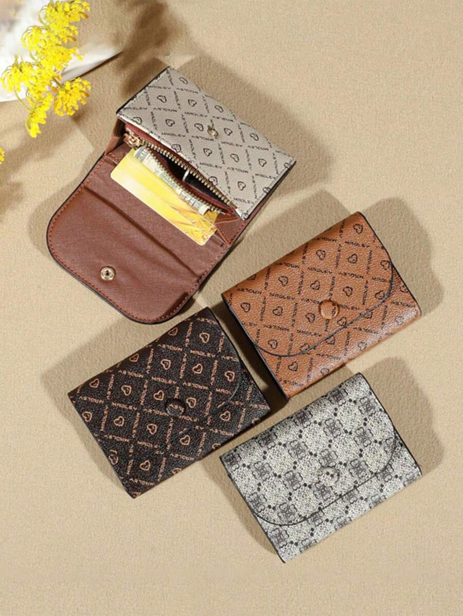 男士钱包零钱包多功能零钱包字母心形印花时尚手提包适合作为礼物送给女士钱包迷你钱包钱包小钱包可爱钱包 - 彩色 - 查看 1