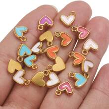 1/5 Stück 304 Edelstahl 18k Vergoldete Emaille-Öltropfen Herz Anhänger, Edelstahl-Charms für Damen, zum Selbermachen von Armbändern, Halsketten und DIY-Schmuckzubehör-Anhängern