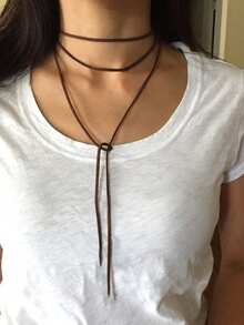 1 pieza Collar de cuerda negro estilo gótico de 160cm, collar gargantilla de cuerda marrón tipo Maillard para mujer, para banquetes, bailes de graduación, fiestas - Marrón - Ver 12