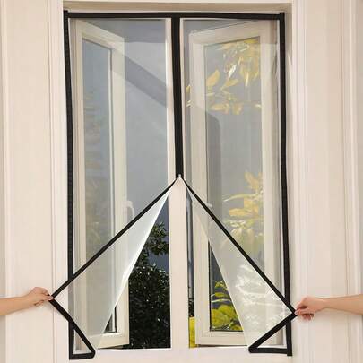 1 片式自粘蚊帐，带拉链开口 - 均码，易于清洁防蚊防虫网 - 自粘设计，拉链开口，适合大多数窗户