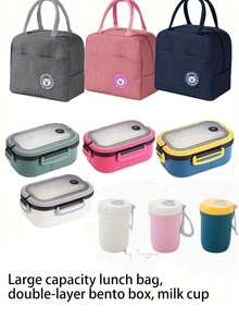 1pc/Set Solid Color Plastic PP Bento Box With Lid & Utensils, Reusable Portable Divided Lunch Box, Insulated Food Storage Container, Suitable For School, Office, Outdoor, Party, Working