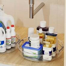 1/2Pcs Lazy Susan Organizer Turntable For Cabinet, 23.5cm/9.25inch, Rotating Condiment Organizer For Kitchen Pantry Organizers And Storage, Table Top, Fridge, Countertop, Spice Organization - Transparent - View 6