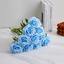 5pcs/10pcs Blue 20 Inch Valentine's Day Home Decoration Simulation High-End Roses,Bedroom Decoration Flowers Valentine's Day Bouquets, Desktop Decoration, Wedding Decoration Bride's Hand Bouquets, Wrist Flowers, Corsage Materials Home Restaurant Bedroom Vase Decoration Bouquets DIY Birthday Party Cake Materials Valentine's Day New Year Gift Materials Shooting Props, Vase Decoration, New Year Decoration, Outdoor Garden Decoration