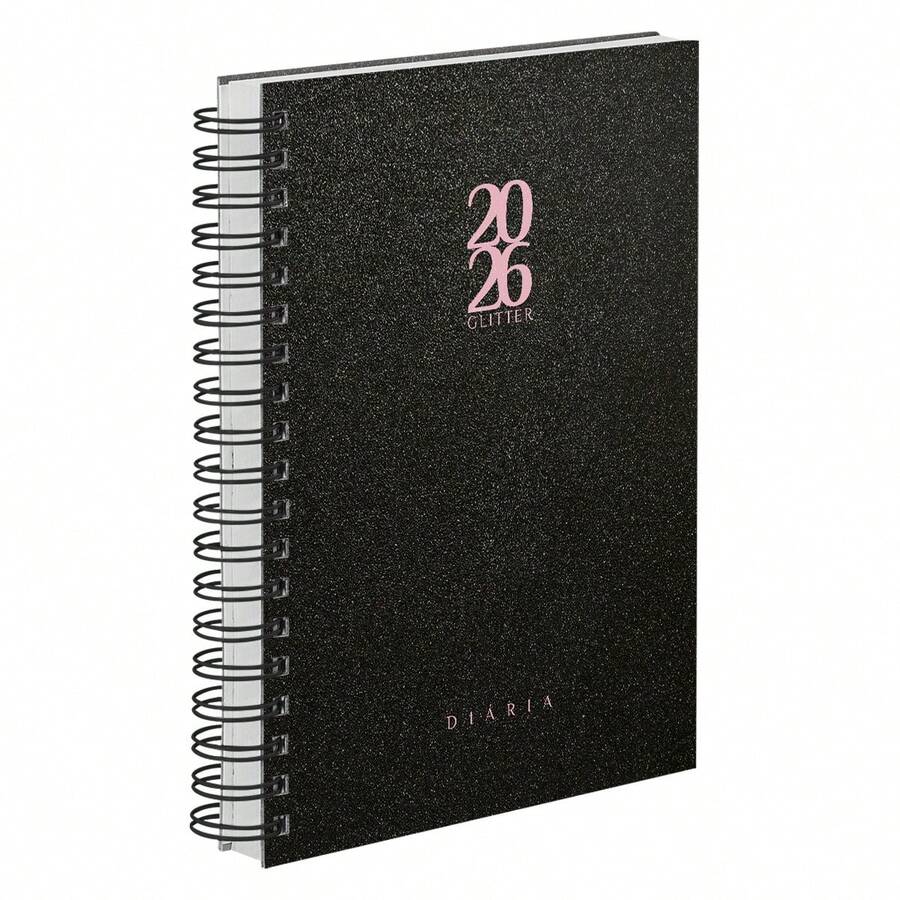iscool Daily Hardcover Agenda 2025 Spot Glitter Colors - Đen và hồng - Xem 1