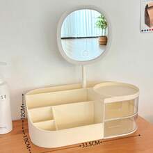 Caja para cosméticos con espejo - Beis - Ver 2