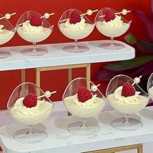 黑色/白色甜品杯，冰淇淋杯，慕斯杯，布丁杯，可重复使用的塑料特殊形状甜品杯，适用于甜品店，生日派对，婚礼和咖啡馆 - 彩色 - 查看 11