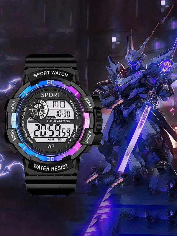 1 relógio infantil esportivo ao ar livre com tema de desenho animado, pode acender | cronometragem | definir alarme | verificar data. Relógio eletrônico multifuncional, adequado para uso diário | brincadeiras ao ar livre | off-road | festas de lazer e outras ocasiões. Pode ser usado como presente de formatura | presente de aniversário e outros festivais para dar às crianças o melhor presente.