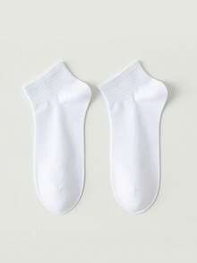 1/5/15 Pairs All-Match White Short Socks, Unisex, Minimalist & Versatile, Suitable For Daily Wear - White - View 7
