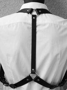 Black Leather Chest Belt For Men's Bar And Night Club ; Sexy Undergarment Accessories; Versatile European And American Suspender T-Shirt Shirt