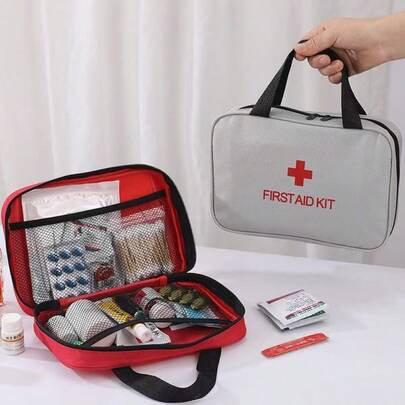 1 pieza Bolsa médica portátil, Bolsa de emergencia, Bolsa impermeable para almacenamiento de medicamentos, Bolsa anti-epidémica, Kit de primeros auxilios de viaje, Juego médico