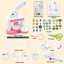 Máquina para hacer insignias, máquina creadora de insignias DIY, máquina troqueladora de insignias de 55 mm redondo/35 mm redondo/forma de corazón, máquina para prensar insignias con piezas y pegatinas de insignias