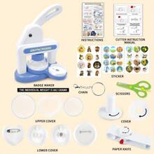 Máquina para hacer insignias, máquina creadora de insignias DIY, máquina troqueladora de insignias de 55 mm redondo/35 mm redondo/forma de corazón, máquina para prensar insignias con piezas y pegatinas de insignias