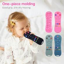 1 Pieza Modelo de control remoto de silicona, juguete de dentición de silicona suave, adecuado para niños y niñas pequeños, regalo de Navidad, juguetes para bebés, alivia el dolor de la dentición, alivio de las encías doloridas, diseño lindo, juguete para morder control remoto, juguetes sensoriales para bebés, adecuados para recién nacidos de 6 meses y juegos