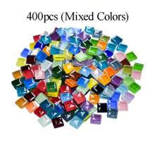 200/400/600pcs Mosaic Tiles Squares Crystal Mosaic Glass Tile For Crafts, And Decoration For Crafts, Handmade And Decoration Handmade Gift Festival DIY Material Home Decoration (Mixed Colors) ﻿