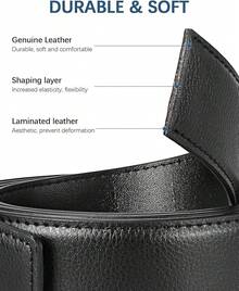 BOSTANTEN Belt Men Leather Reversible Belts Men 1 3/8 Casual Dress Pants, Two-In-One Belt - 004-消光黑/光滑 - 查看 5