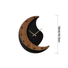 装饰性木质不对称形挂钟艺术静音时钟电池供电家居装饰 14 16 18 英寸复古木质时钟家居装饰适用于厨房、客厅、卧室、办公室返校房间装饰学校用品