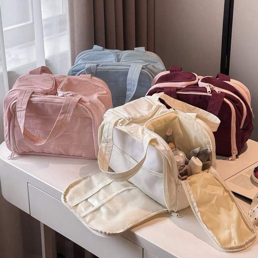 Multineos Comercial Large Capacity Portable Cosmetic Bag Travel Portable Cosmetic Wash Storage - Beis - Ver 1