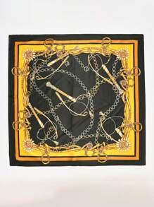 1 pezzo Foulard quadrato stampato semplice da donna di 90 cm, sciarpa in seta di moda, può essere usato come cintura, accessorio, nastro, fascia per capelli, lega per capelli, ottimo per accessoriare