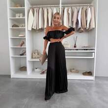 Women's High Waist Flowy Pleated Chiffon Maxi Skirt - Màu be - Xem 5