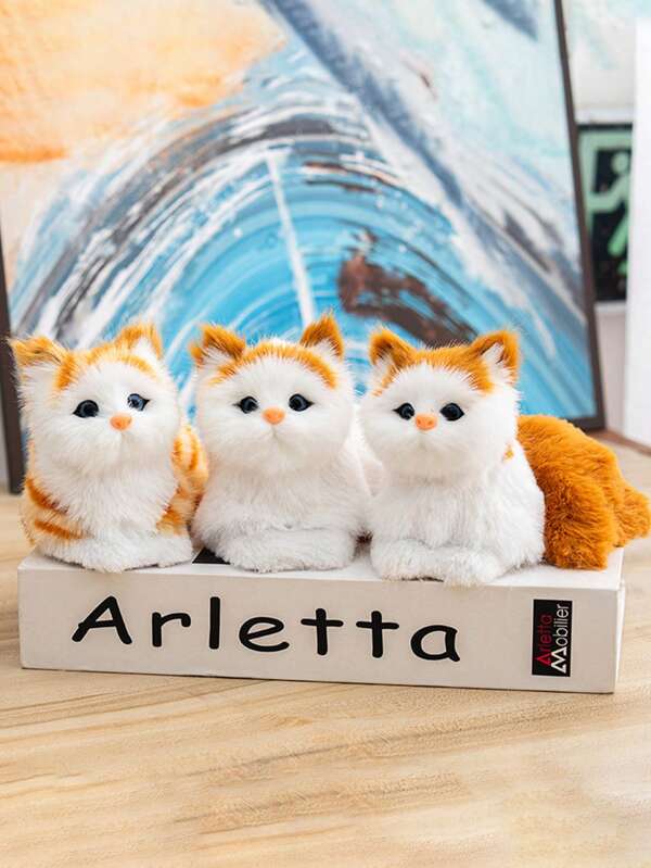 Realistic Cat Plush Doll, Cute Animal Figurine, Decorative Desk Accessory, Perfect Christmas Gift For Cat Lovers