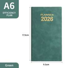 1 neuer Planer 2026 - 17,5 cm / 9,5 cm - mit Lesezeichen, Index - 60 Blatt - 120 Seiten Erwachsenen-Planer auf Englisch, tragbares Tagebuch aus Kunstleder - acht Farben zur Auswahl, Schulmaterial, Rückkehr zur Schule